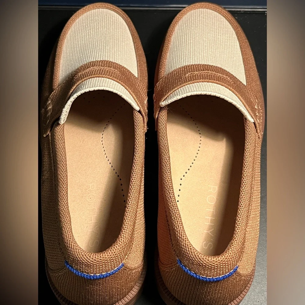 Rothy's Tan and Cream Loafers Size 7.5 - Picture 4 of 8